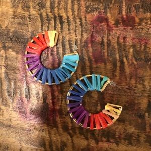 Colorful rainbow pride hoop earrings NWOT